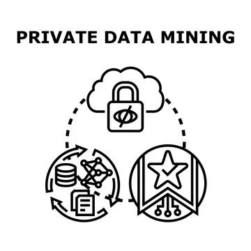 Private data mining protecting personal information concept Stock Illustration