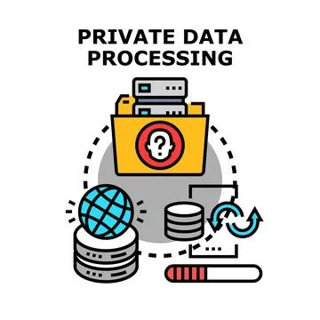 Private data processing storing personal information worldwide Illustrazione stock