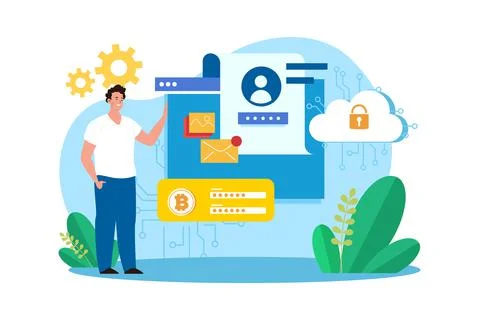 Private Data Protection Illustration concept on white background Stock Illustration