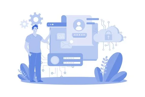 Private Data Protection Illustration concept on white background Stock Illustration