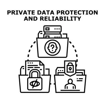 Private data protection reliability and security concept Stock Illustration