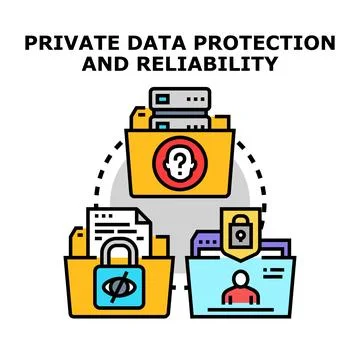 Private data protection reliability and security concept Stock Illustration