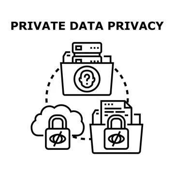 Private data protection system ensuring digital privacy Stock Illustration
