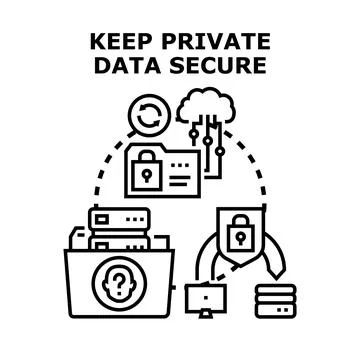 Private data secure concept protecting digital information Stock Illustration