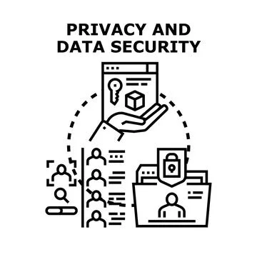 Private data security concept protecting user information internet privacy イラスト素材