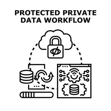 Private data workflow processing secure digital information Stockillustratie