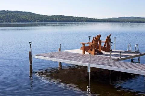 Private deck on the lake Foto stock