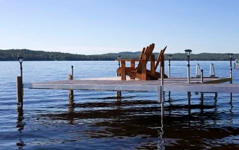 Private deck on the lake Stock-Fotos