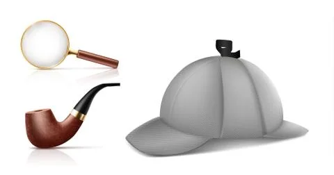 Private detective accessories realistic vector set イラスト素材