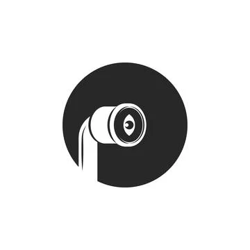 Private detective logo round shape in negative space style, submarine perisco Stock Illustration