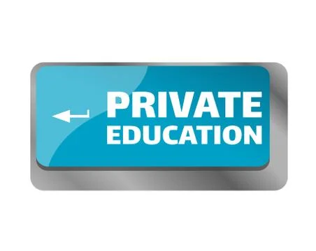 Private education . Close up of keyboard, enter computer key. Stock Illustration