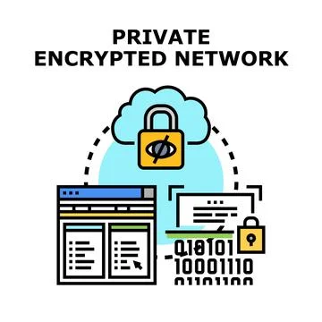 Private encrypted network securing data access on cloud Stock Illustration