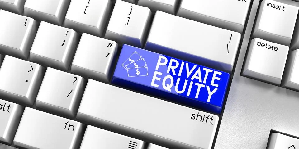 Private equity - computer keyboard - 3D illustration Stock Illustration