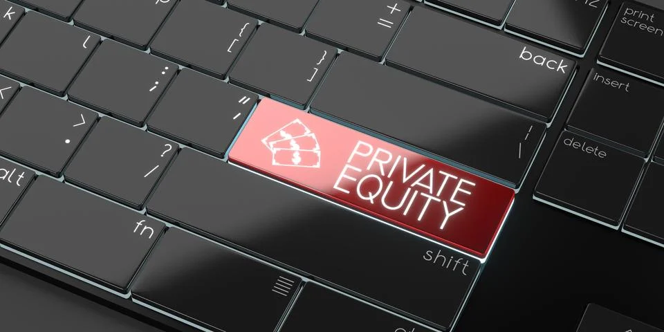 Private equity - modern computer keyboard - 3D illustration Stock Illustration