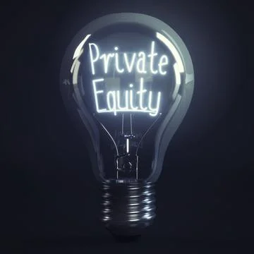 Private equity - shining light bulb - 3D illustration Stock Illustration