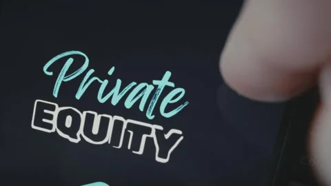 Private Equity themed graphic presentation studied on smartphone Stock Footage 289076962