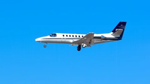 Private Executive Business Jet Arriving into Phoenix AZ Stock Footage 121091343