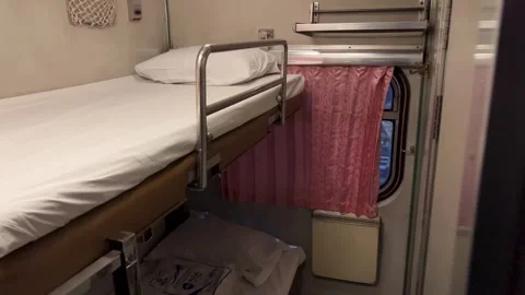 Private First Class Cabin on Sleeper Train From Bangkok To Chiang Mai Stock Footage 259833718