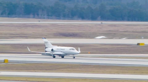 Private Generic Business Jet Landing at Washington Dulles Stock Footage 67571763