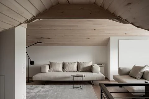 Private home interior in soft loft style. Foto stock