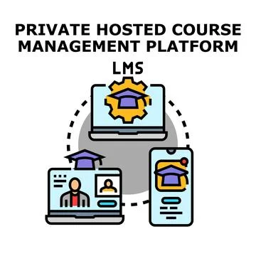 Private hosted course management platform lms concept Stock Illustration