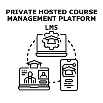 Private hosted course management platform lms concept Stock Illustration