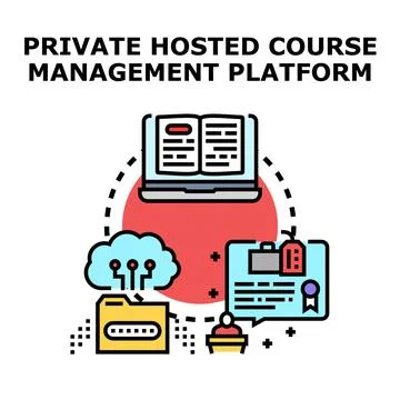 Private hosted course management platform for online education Stock Illustration