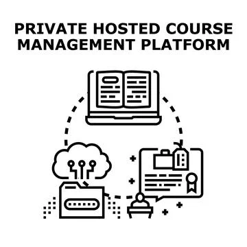 Private hosted course management platform for online education Stock Illustration