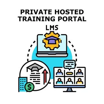 Private hosted training portal lms concept illustration Ilustración de archivo