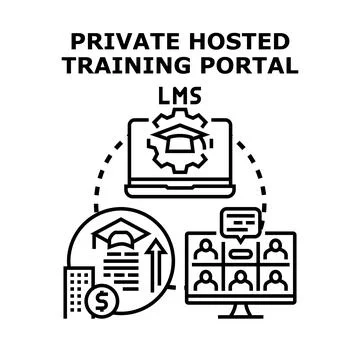 Private hosted training portal lms concept illustration Ilustración de archivo