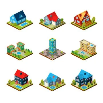 Private House 3d Isometric Stock Illustration
