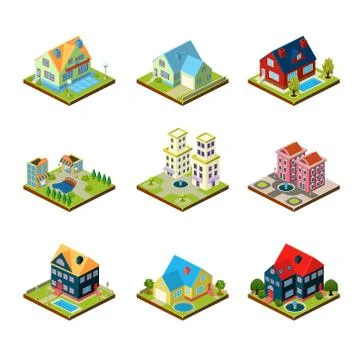 Private House 3d Isometric Stock Illustration