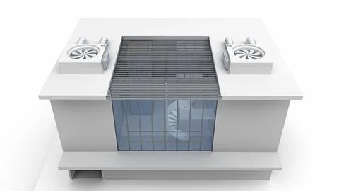 Private house building with two rooftop air conditioning Stock Illustration