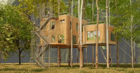 Private house in the forest Stock Illustration