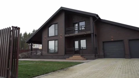 Private house in russia with rustic cladding Stock Footage 162037936
