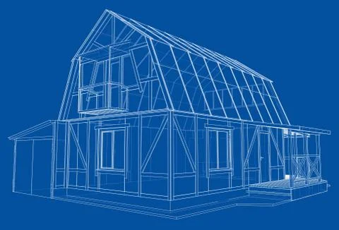 Private house sketch. Vector rendering of 3d Stock Illustration