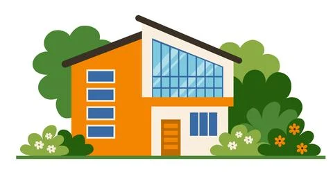 Private houses in flat design style Ilustración de archivo