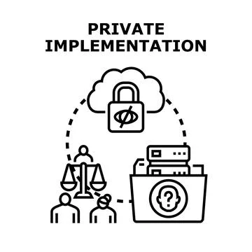 Private implementation concept ensuring data privacy and security Stock Illustration