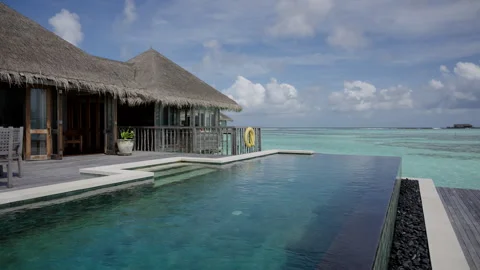 Private Infinity Pool Overlooking Gili Lankanfushi Lagoon Stock Footage 340951042