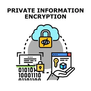 Private information encryption securing digital data access Stock Illustration