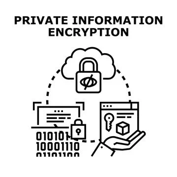 Private information encryption securing digital data access Stock Illustration
