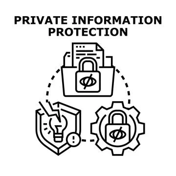 Private information protection concept securing data privacy Stock Illustration
