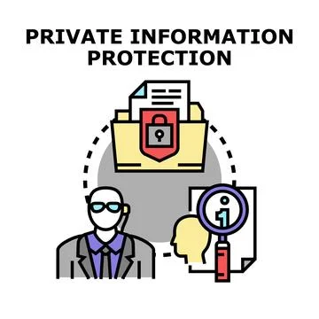 Private information protection concept securing confidential data Stock Illustration