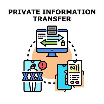 Private information transferring protecting personal data online concept Stock Illustration