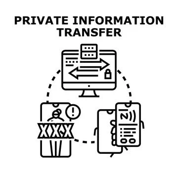 Private information transferring protecting personal data online concept Stock Illustration