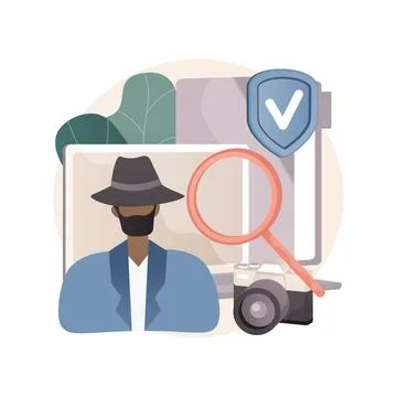 Private investigation abstract concept vector illustration. Illustrazione stock