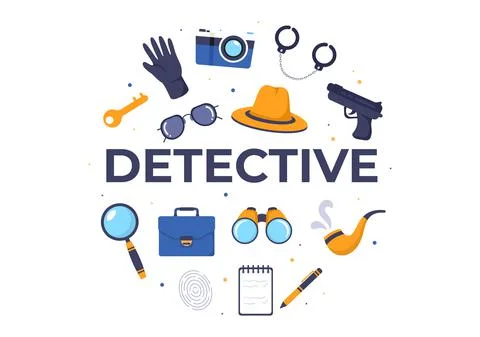 Private Investigator or Detective Who Collects Information to Solve Crimes wi Stock Illustration