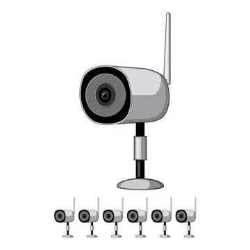 Private ip camera cartoon vector graphic Stock Illustration