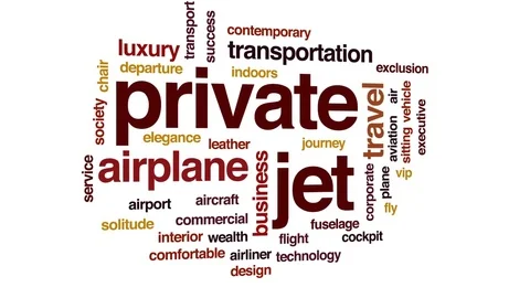 Private jet animated word cloud, text de... | Stock Video | Pond5