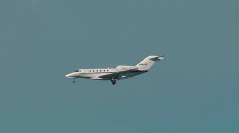 Private jet, Cessna Citation X airplane landing Stock Footage 46159859